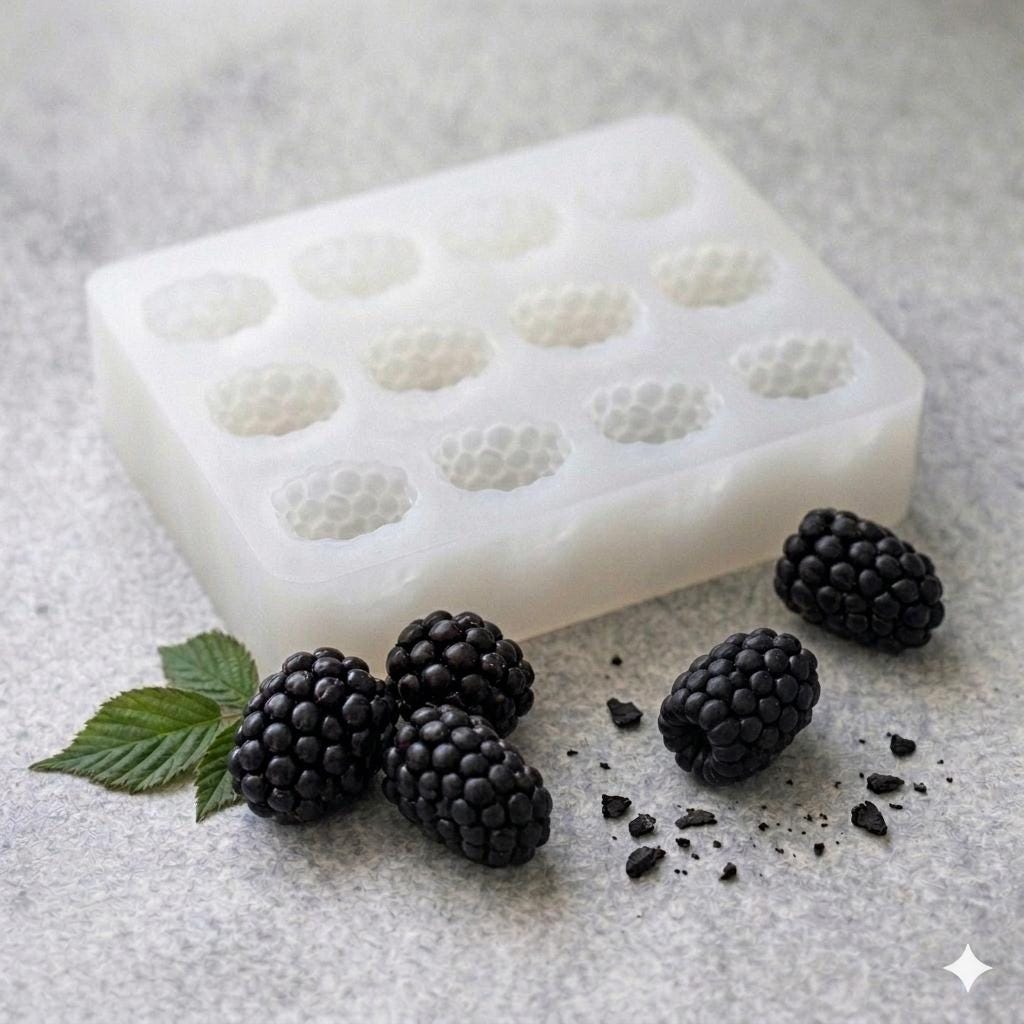 Blackberry Silicone Mold 12 Cavity Realistic Berry Shape Platinum Silicone Mold for Chocolate Candy Jelly Soap Resin Fondant Baking