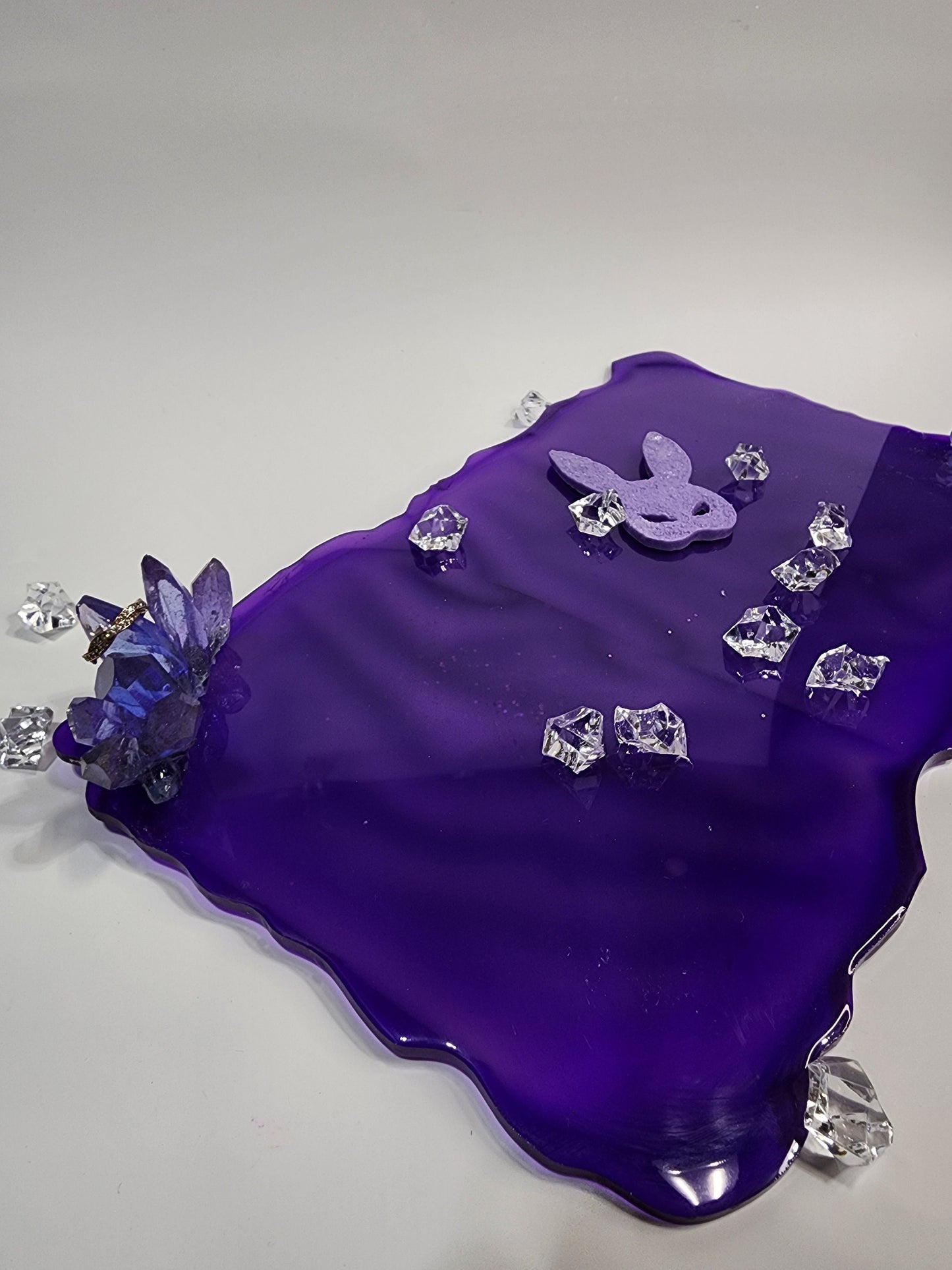 Crystal Decorated Resin Tray – Handmade Jewelry Display