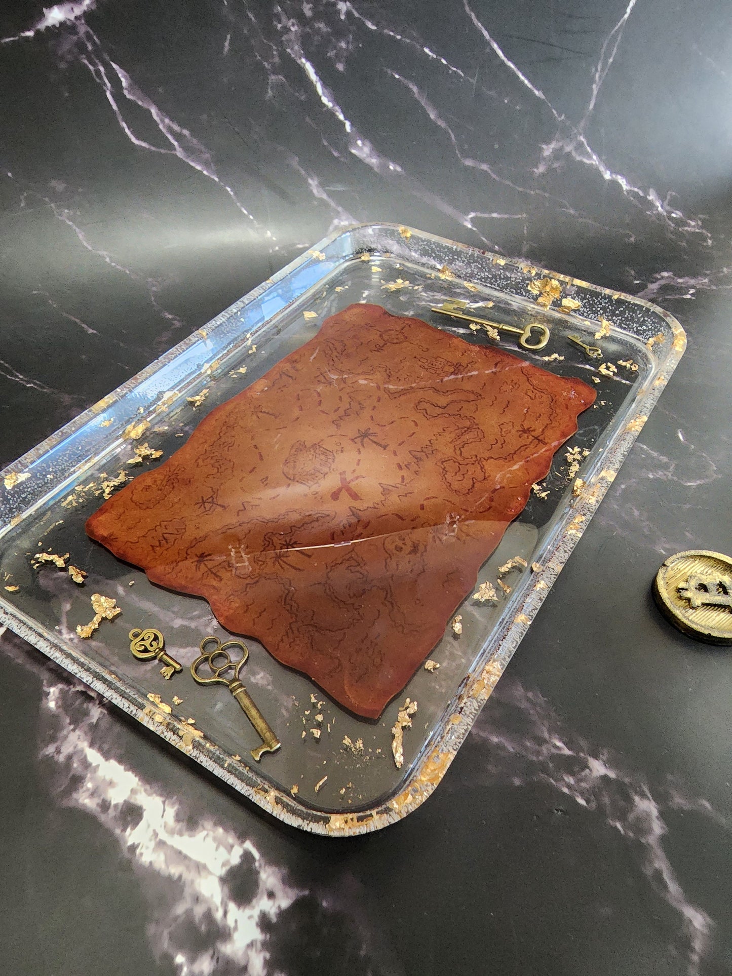 Pirate Treasure Map Epoxy Resin Tray – Unique Rolling Tray