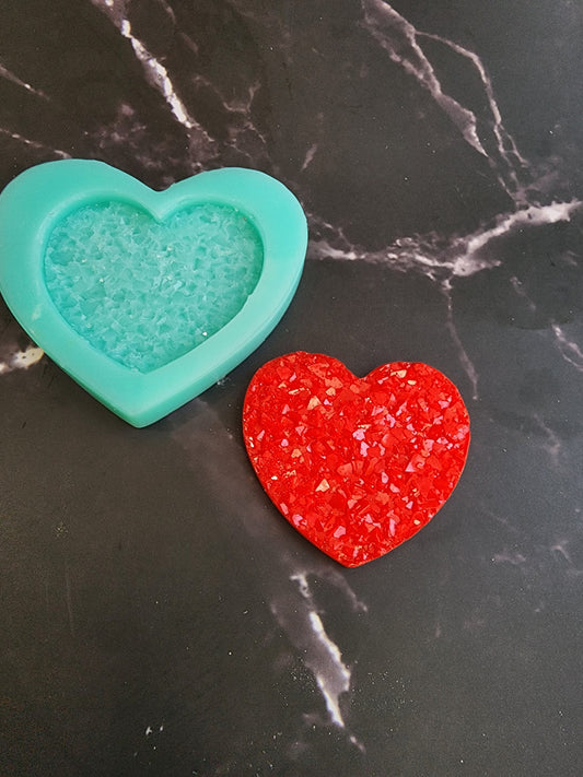 Heart Druzy Crystal Silicone Mold for Phone Grip 2.5"x2.5"