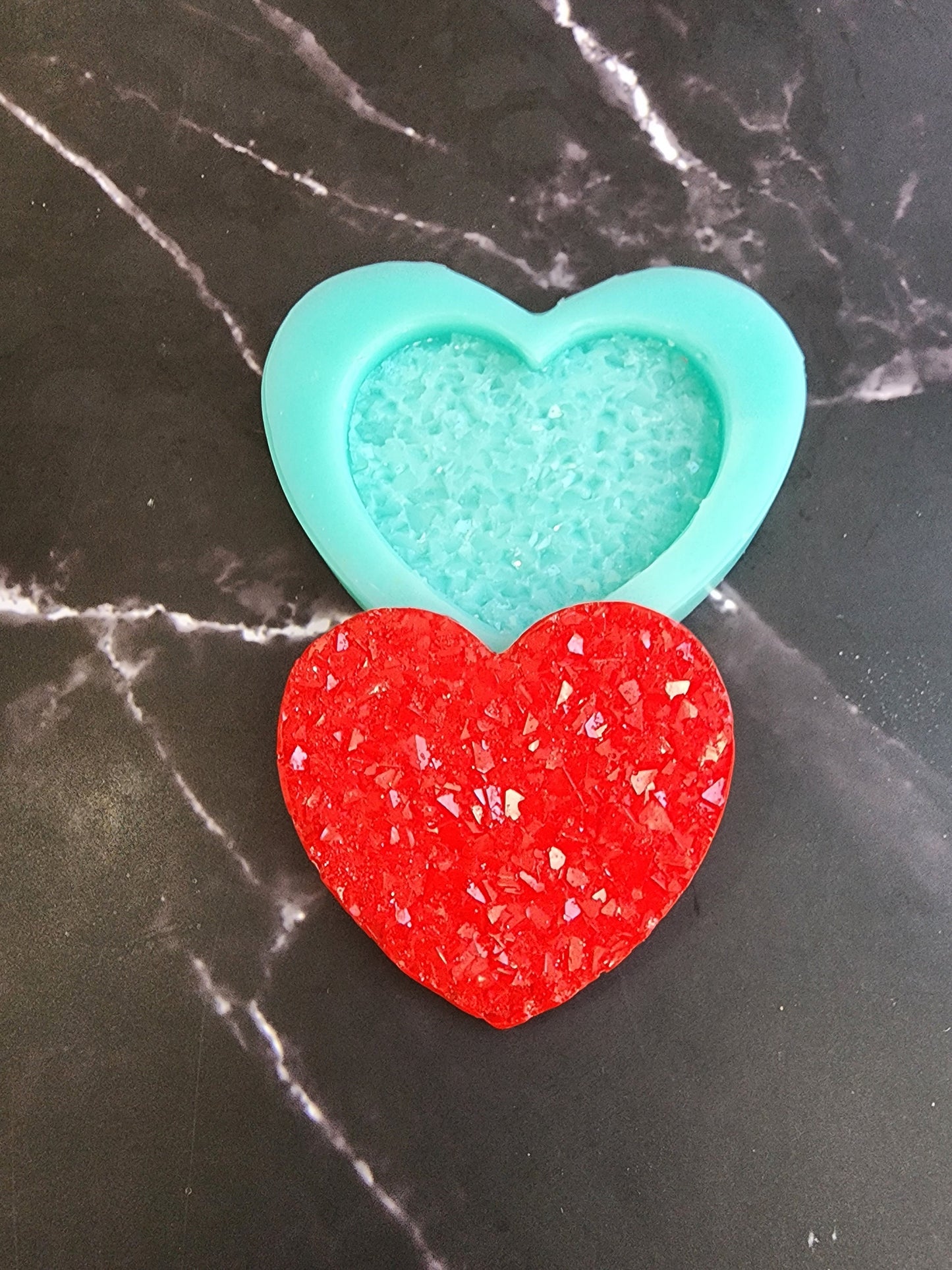Heart Druzy Crystal Silicone Mold for Phone Grip 2.5"x2.5"