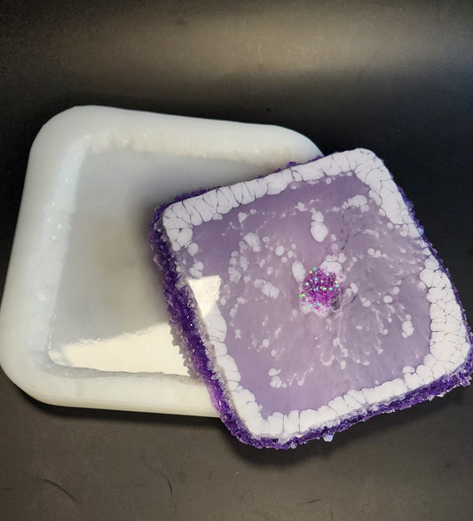 Crystal Edge Silicone Coaster Mold – Square Resin Art