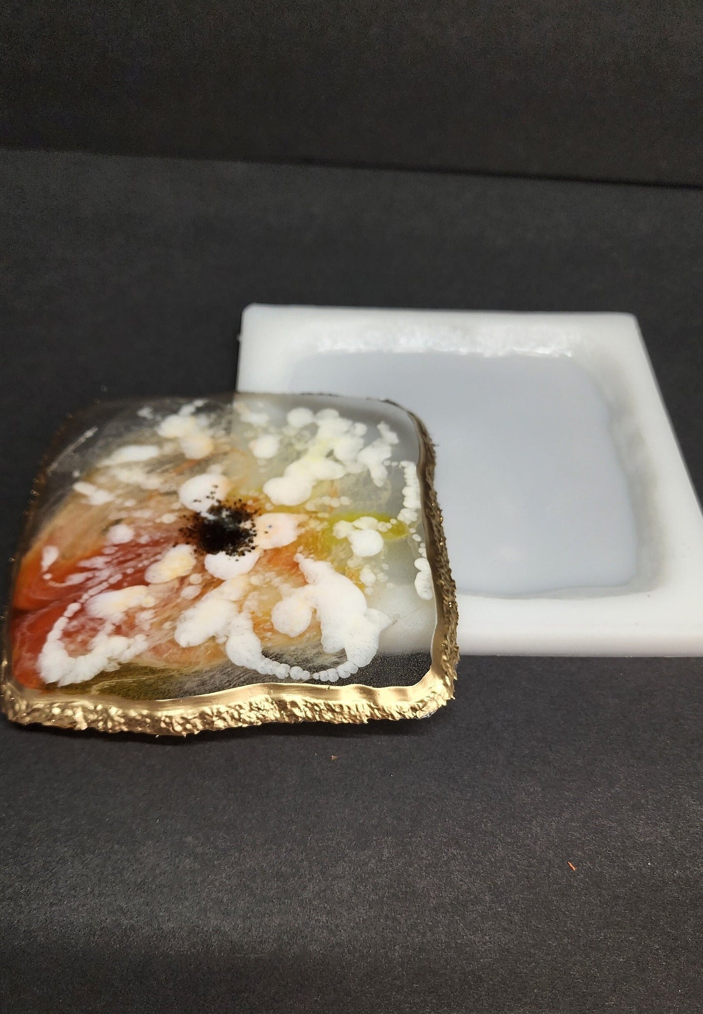 Live Edge Square Silicone Coaster Mold – Resin Art (5.3"×5.3")