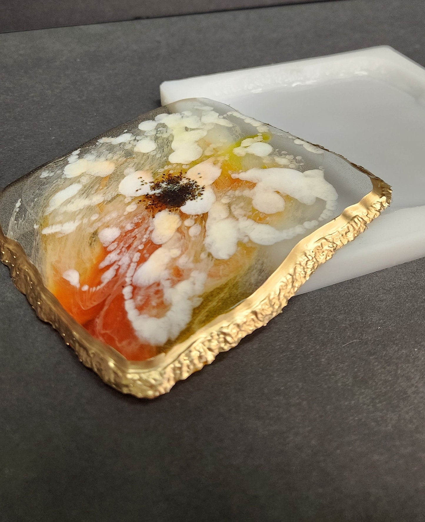 Live Edge Square Silicone Coaster Mold – Resin Art (5.3"×5.3")