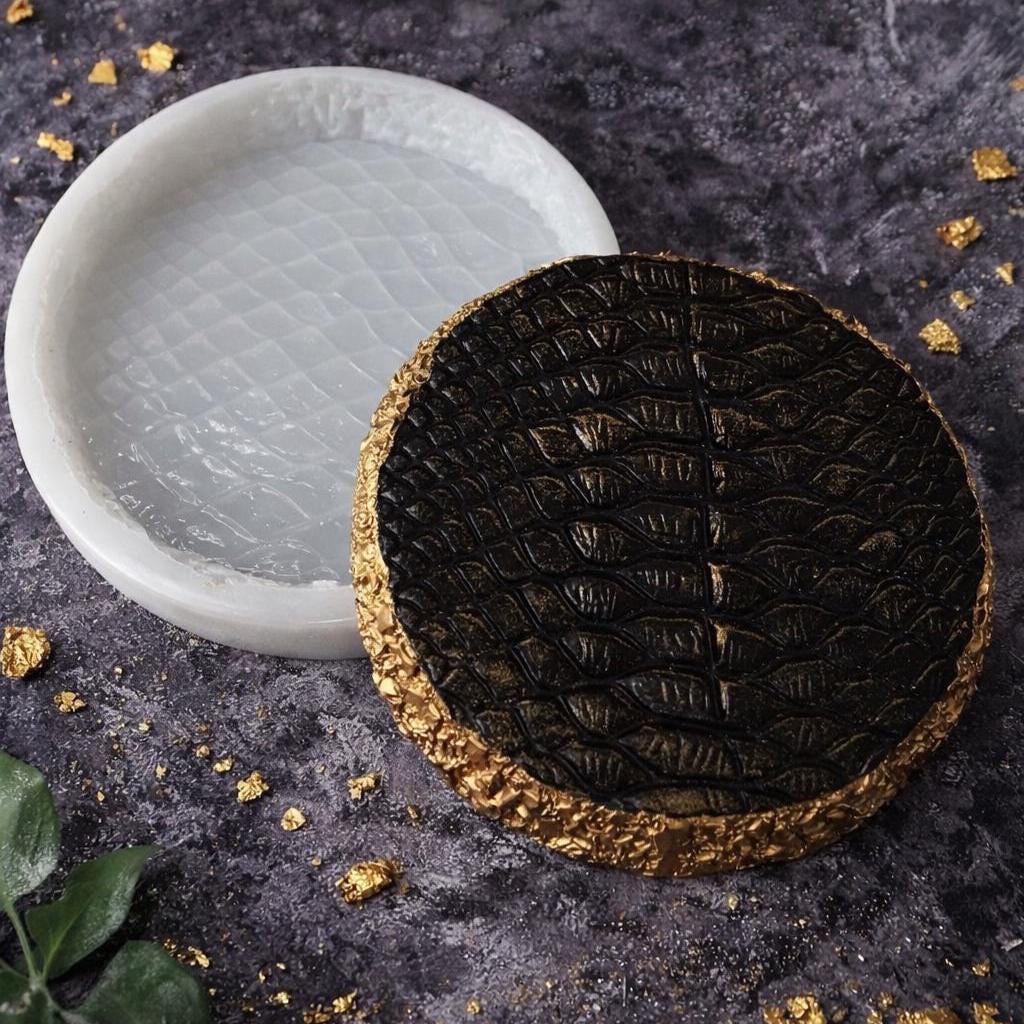 Textured Mold for Resin Coasters - Reptile / Dragon Scale Design – Handmade Silicone Mold