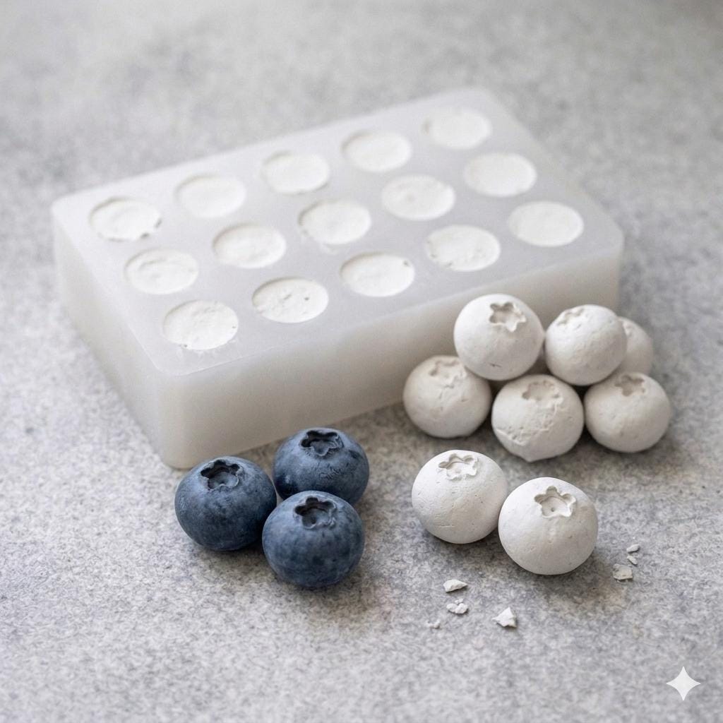 Blueberry Silicone Mold 15 Cavity Realistic Berry Size Flexible Food Safe Mold for Chocolate Candy Jelly Soap Resin Baking Supplies
