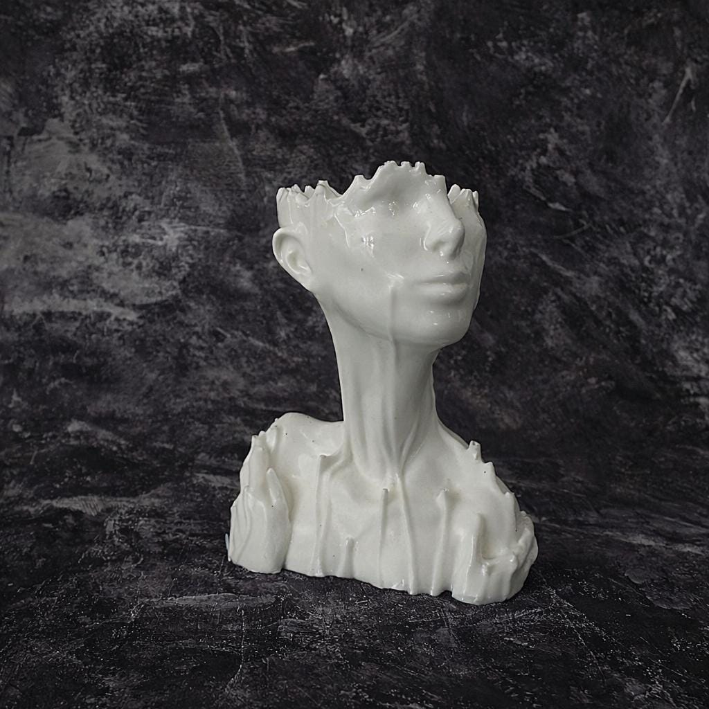 Surreal Melting Bust Silicone Mold – Gothic Sculpture Mold – Resin, Candle, Soap, Plaster Casting Mold – Artistic Decor