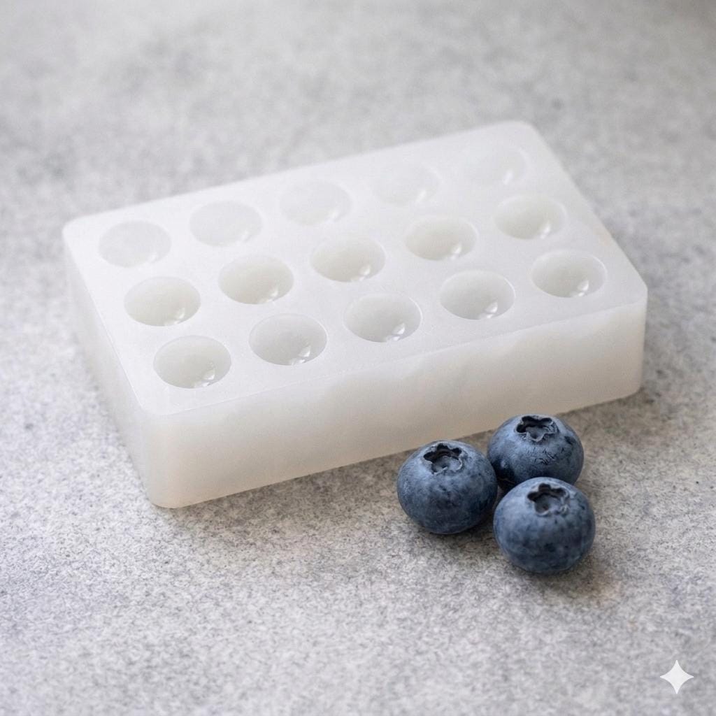 Blueberry Silicone Mold 15 Cavity Realistic Berry Size Flexible Food Safe Mold for Chocolate Candy Jelly Soap Resin Baking Supplies