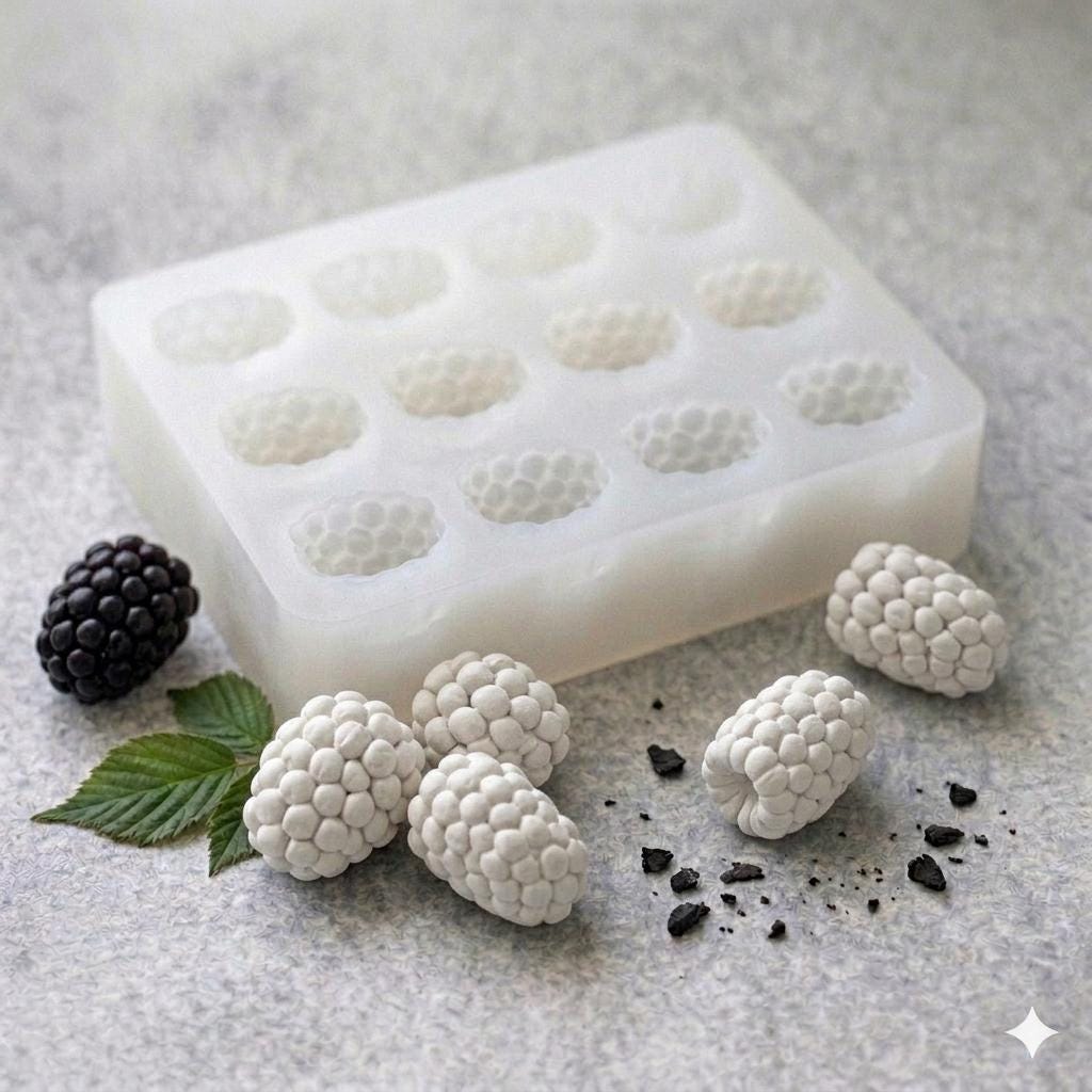 Blackberry Silicone Mold 12 Cavity Realistic Berry Shape Platinum Silicone Mold for Chocolate Candy Jelly Soap Resin Fondant Baking