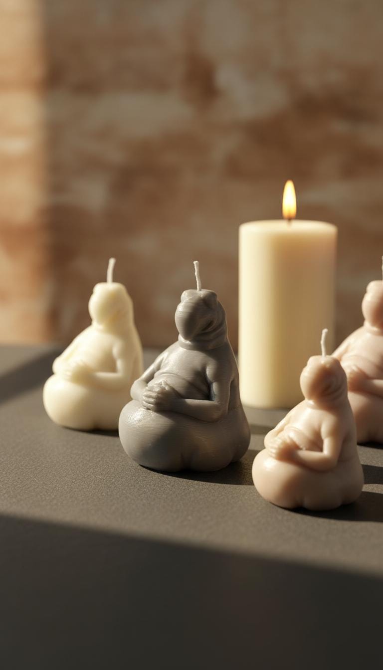 Meditation Figure Silicone Mold Homunculus Loxodontus aka Zhdun, Abstract Zen Yoga Candle Mold Spiritual Sculpture Resin Soap Plaster Craft