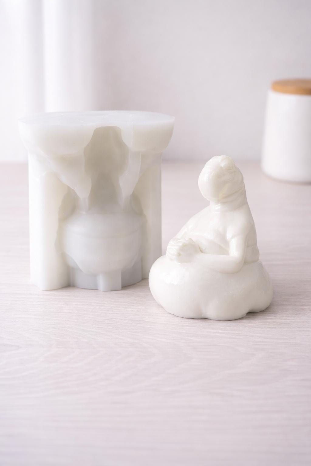 Meditation Figure Silicone Mold Homunculus Loxodontus aka Zhdun, Abstract Zen Yoga Candle Mold Spiritual Sculpture Resin Soap Plaster Craft